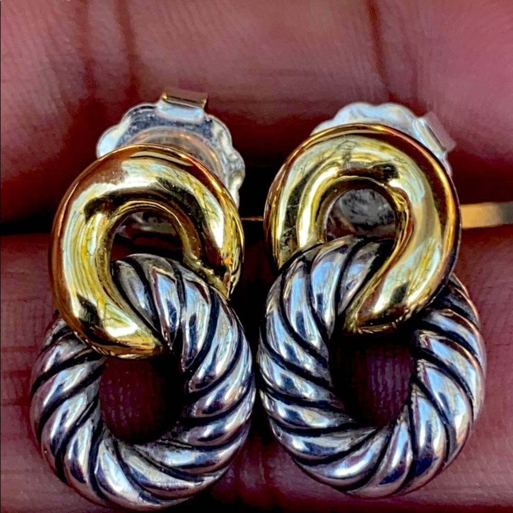 Belmont Curb Link Drop Earrings 925  with 18K Gold